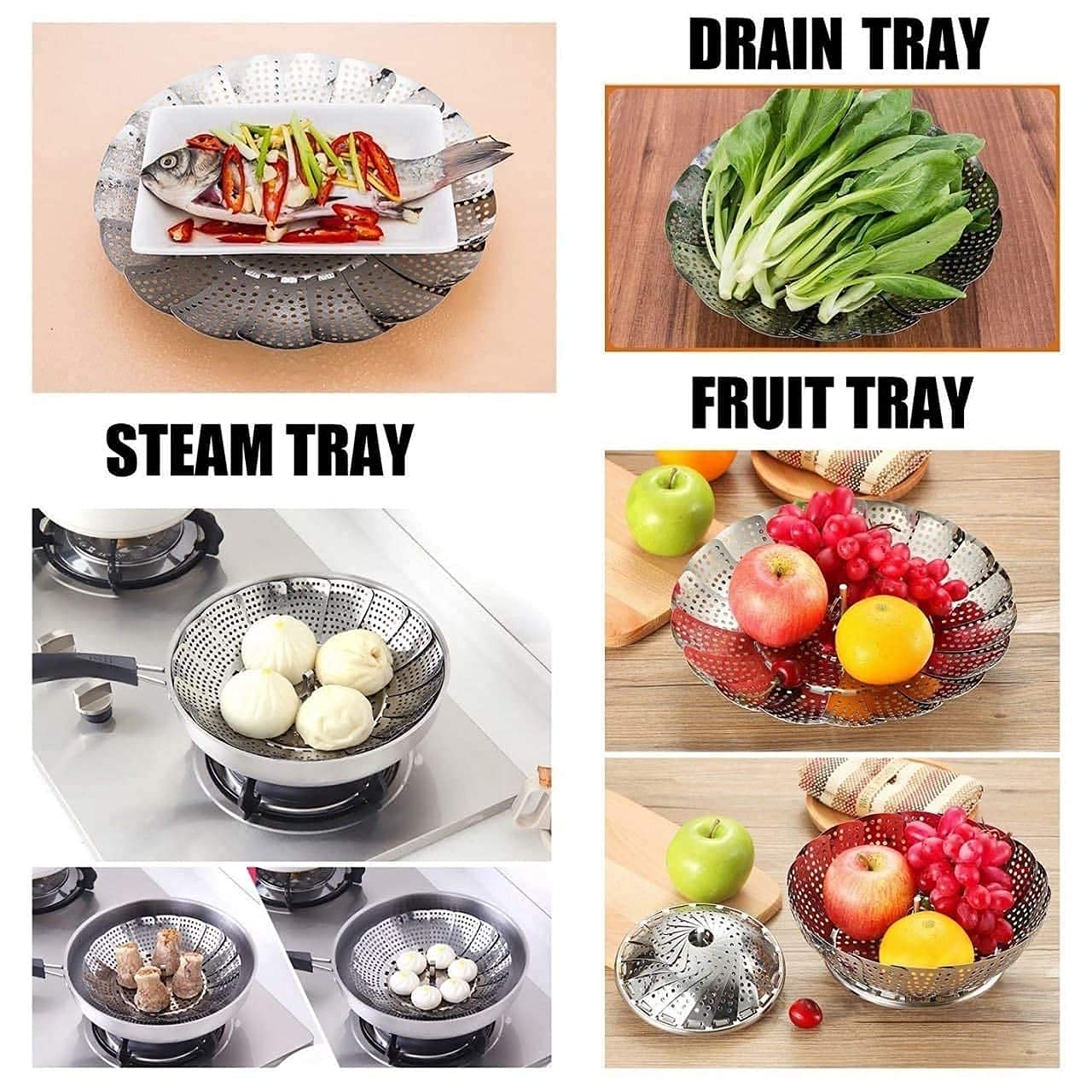 Premium Stainless Steel Steamer Basket Adjustable Folding Design