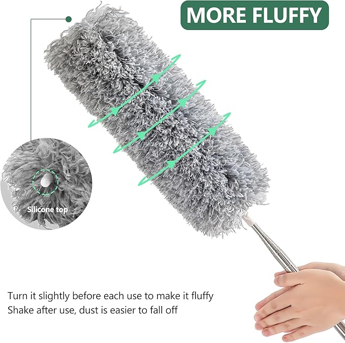 Premium High-Reach Ceiling Fan Duster Cleaner - 10 Feet Telescopic Stainless Steel Duster for Home & Office