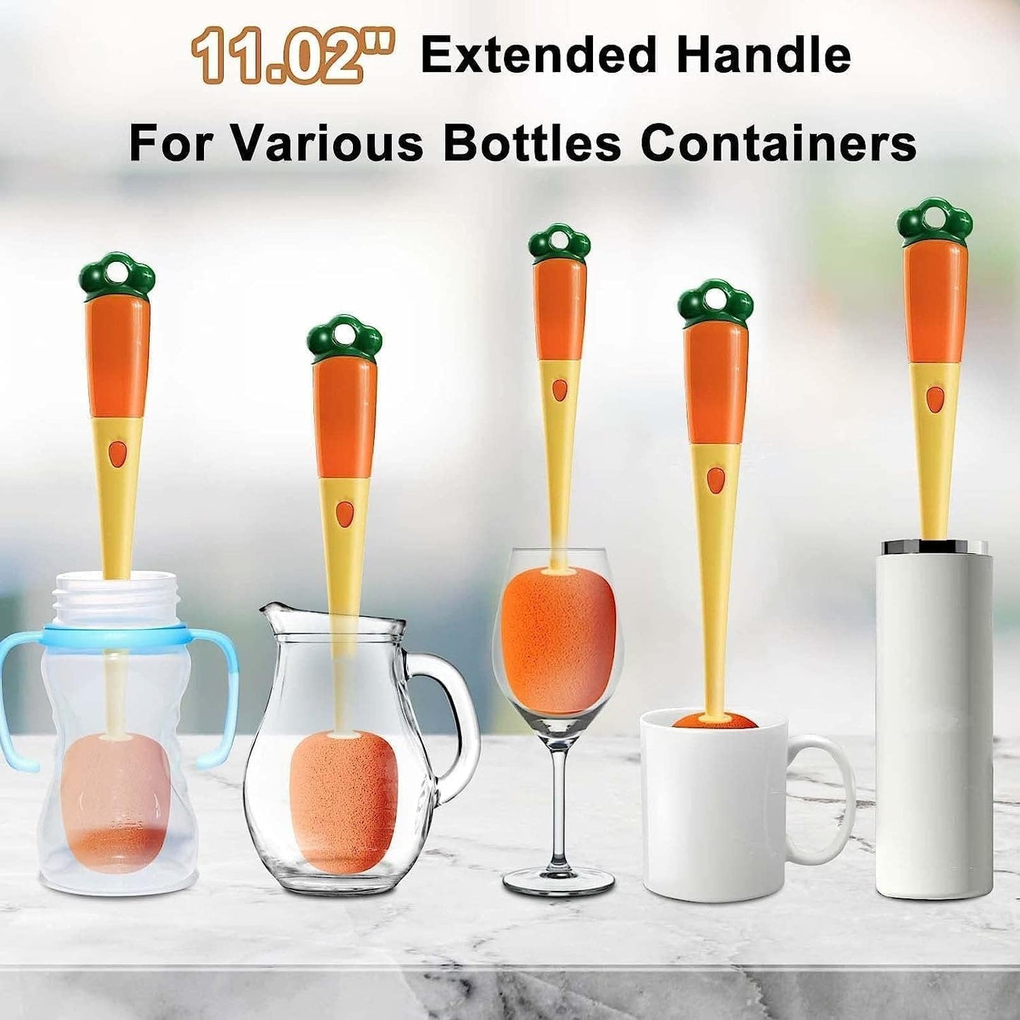 3-in-1 Multifunctional cleaning brush Detachable Sponge cleaning brush U-shaped silicone Groove Cleaning tool Thermos Cup brush