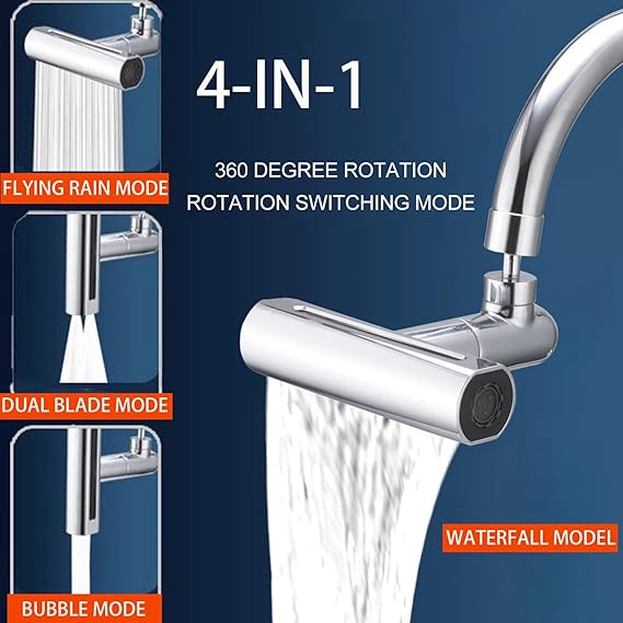 Kitchen Faucet - 4 in 1 360° Swivel Faucet Waterfall Faucet 4 Function Water Saving Kitchen Sink Faucet Bathroom Faucet