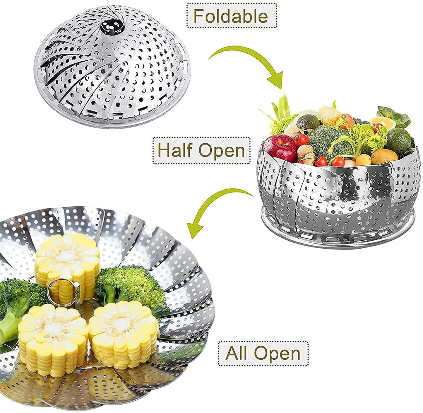 Premium Stainless Steel Steamer Basket Adjustable Folding Design