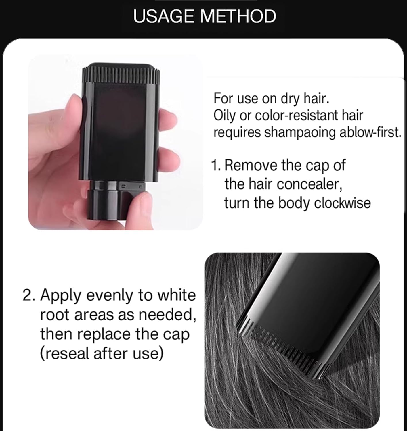 Magic Hair Dye Stick with Comb for Root Touch Up, Instant Grey Hair