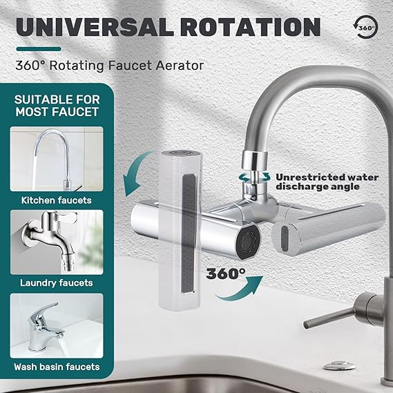Kitchen Faucet - 4 in 1 360° Swivel Faucet Waterfall Faucet 4 Function Water Saving Kitchen Sink Faucet Bathroom Faucet