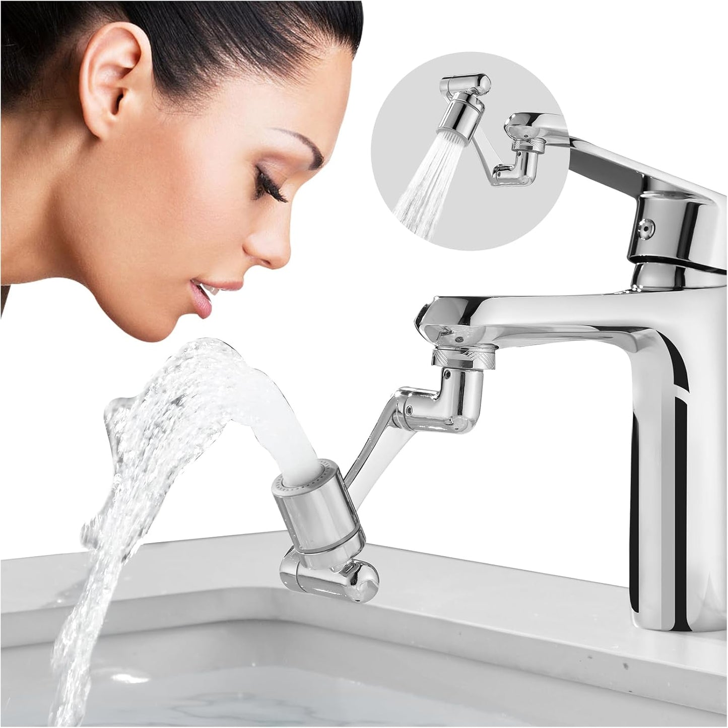 Universal 1080 Degree Swivel Extension Faucet Aerator Rotate Robotic Arm Tap Extender