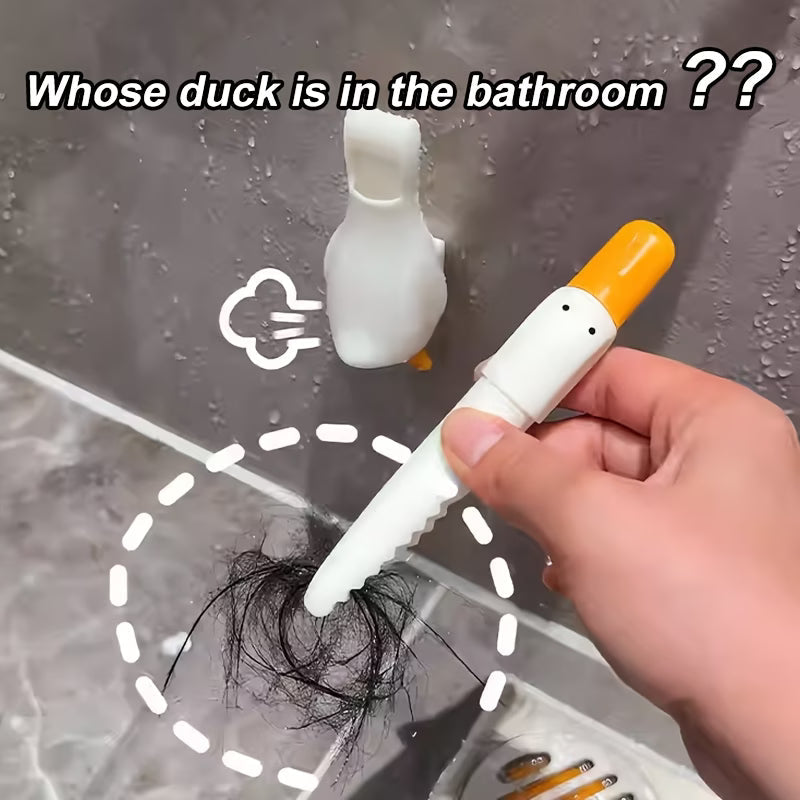 2-in-1 Cute Duck Hair Clip & Shovel Tool, Multifunctional Bathroom Cleaner