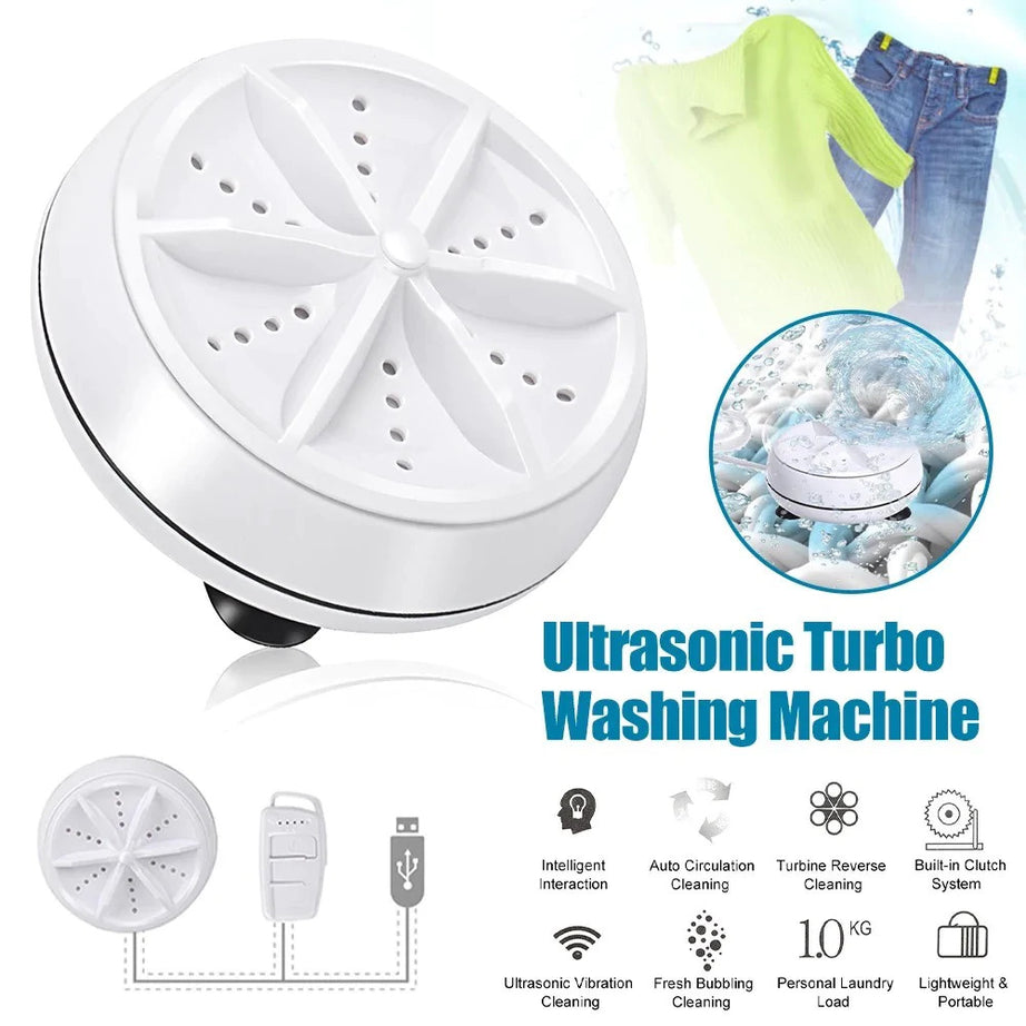 Portable Mini Turbo Washer USB Powered Cleaning Washing Machine for Underwear Socks Mini Ultrasonic Turbo Washer for Home Travel