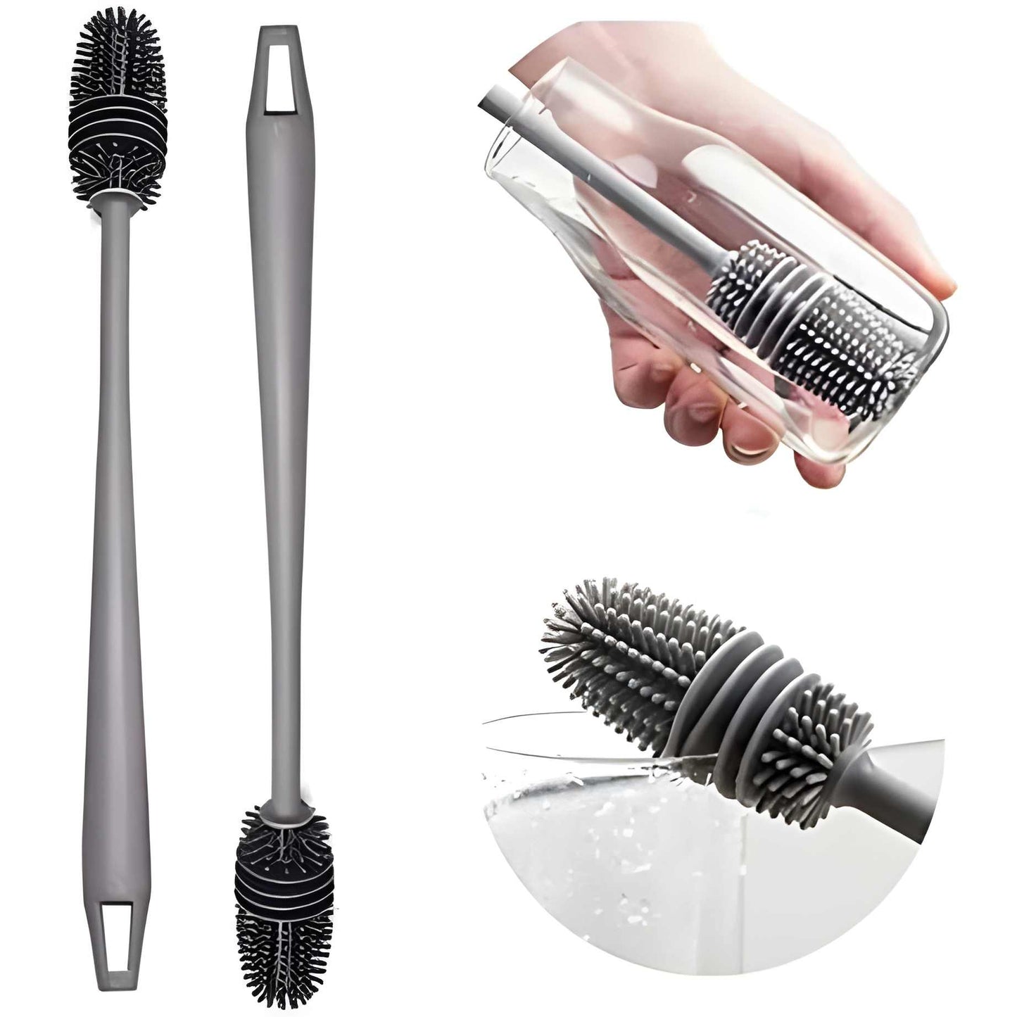 Pack of 2 Bottle Multifunctional Cleaning Brush with Long Handler