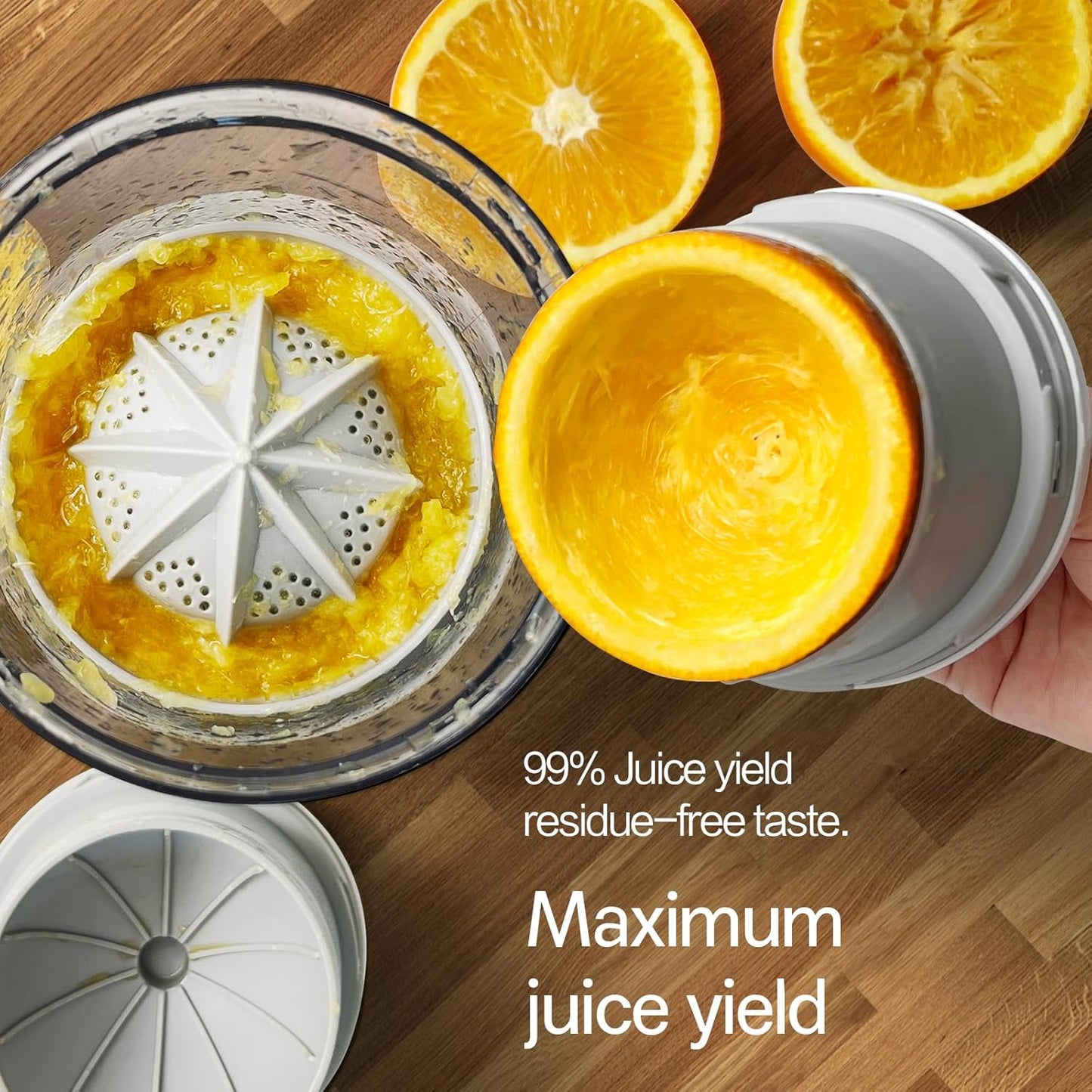 Electric Citrus Juicer, Rechargeable Juicer Machine with USB Cable and Touch Button, Automatic Orange Lime Lemon Grapefruit Squeezer, Easy to Clean Portable Juicer, White