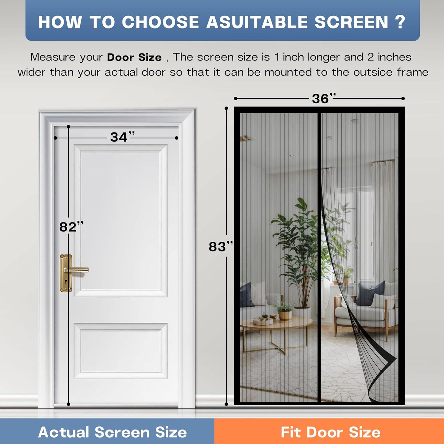 Magic Mesh Deluxe- Hands Free Magnetic Screen Door, Mesh Curtain Keeps Bugs Out