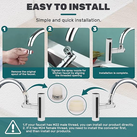 Kitchen Faucet - 4 in 1 360° Swivel Faucet Waterfall Faucet 4 Function Water Saving Kitchen Sink Faucet Bathroom Faucet