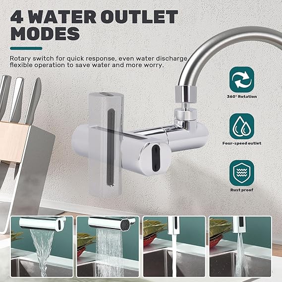 Kitchen Faucet - 4 in 1 360° Swivel Faucet Waterfall Faucet 4 Function Water Saving Kitchen Sink Faucet Bathroom Faucet