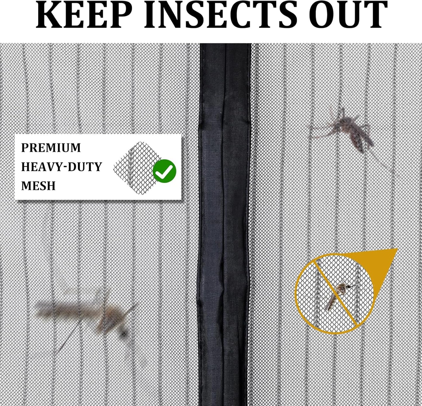 Magic Mesh Deluxe- Hands Free Magnetic Screen Door, Mesh Curtain Keeps Bugs Out