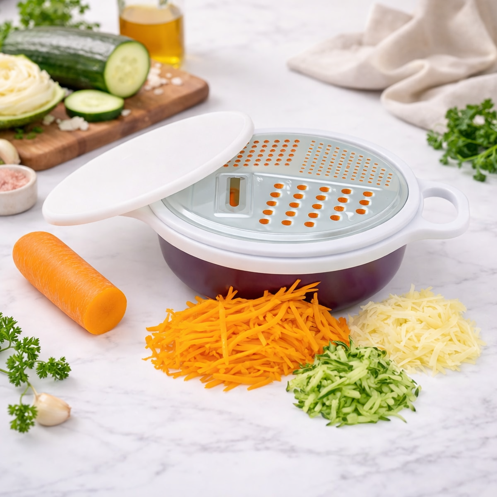 4-In-1 Multi-Purpose Vegetable Grater & Slicer with Storage Container