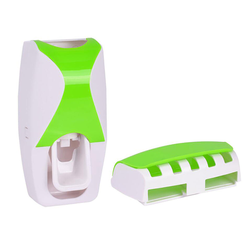 MENGNI Automatic Toothpaste Dispenser Wall Mount Dust-proof Toothbrush Holder Wall Mount Bathroom Accessories Set Squeezer
