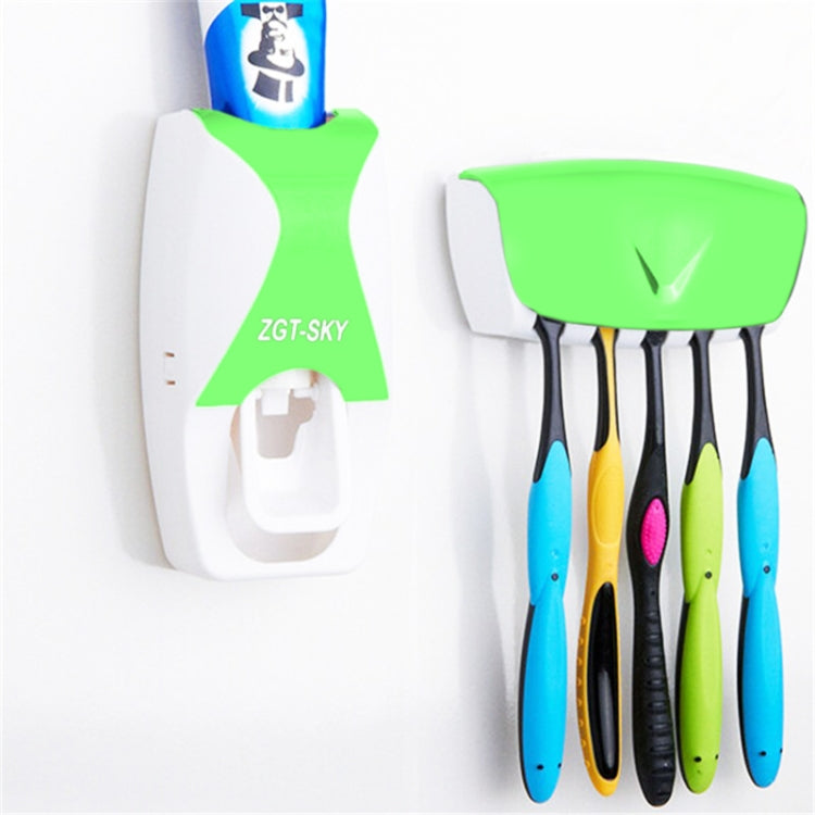 MENGNI Automatic Toothpaste Dispenser Wall Mount Dust-proof Toothbrush Holder Wall Mount Bathroom Accessories Set Squeezer