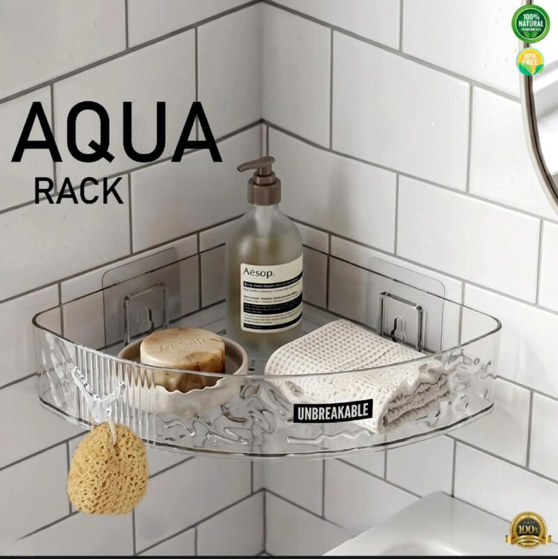 Premium Acrylic Corner Rack | Wall Mounted Bathroom & Kitchen Organizer Shelf