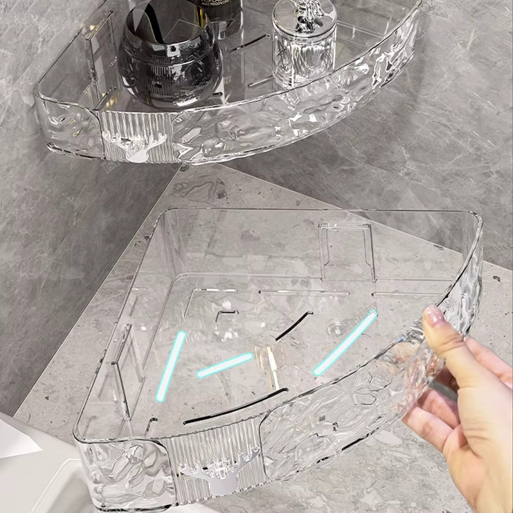 Premium Acrylic Corner Rack | Wall Mounted Bathroom & Kitchen Organizer Shelf