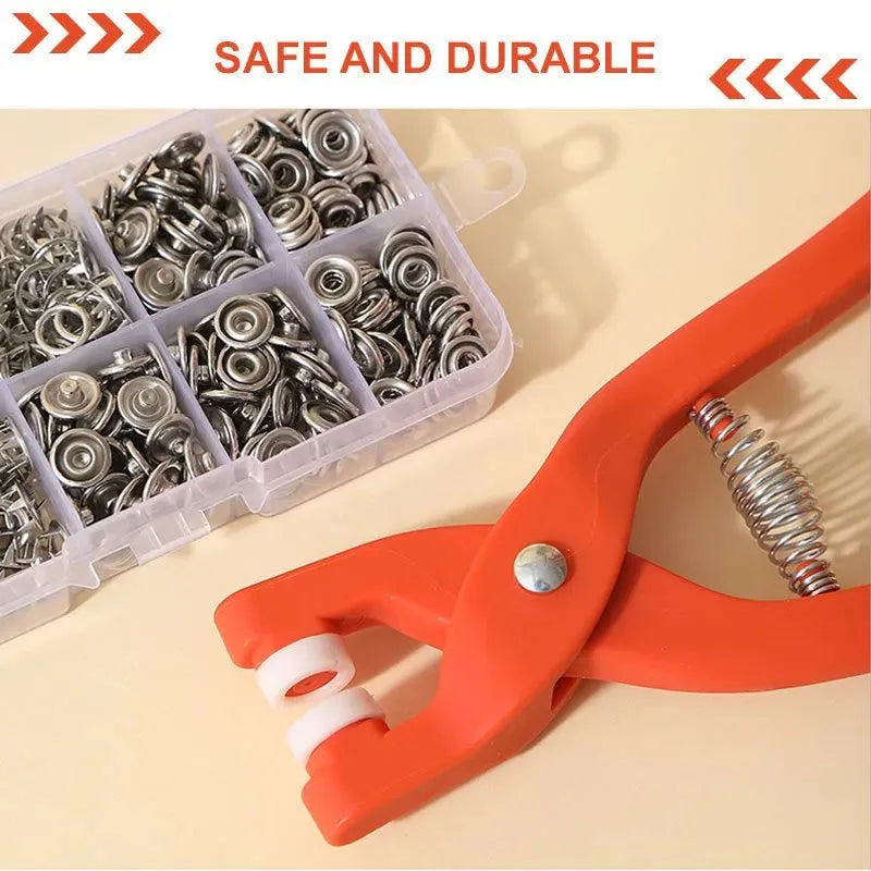 Snap Fasteners Kit - 50 Sets Metal Snaps Buttons with Fastener Pliers Press Tool - Perfect for DIY Crafts, Clothing Sewing, and Hats