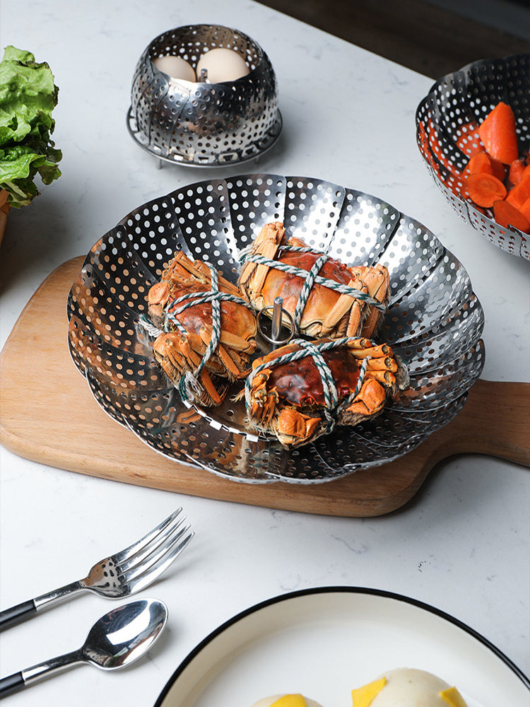 Premium Stainless Steel Steamer Basket Adjustable Folding Design