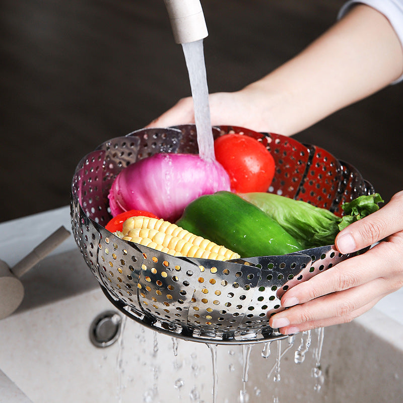 Premium Stainless Steel Steamer Basket Adjustable Folding Design