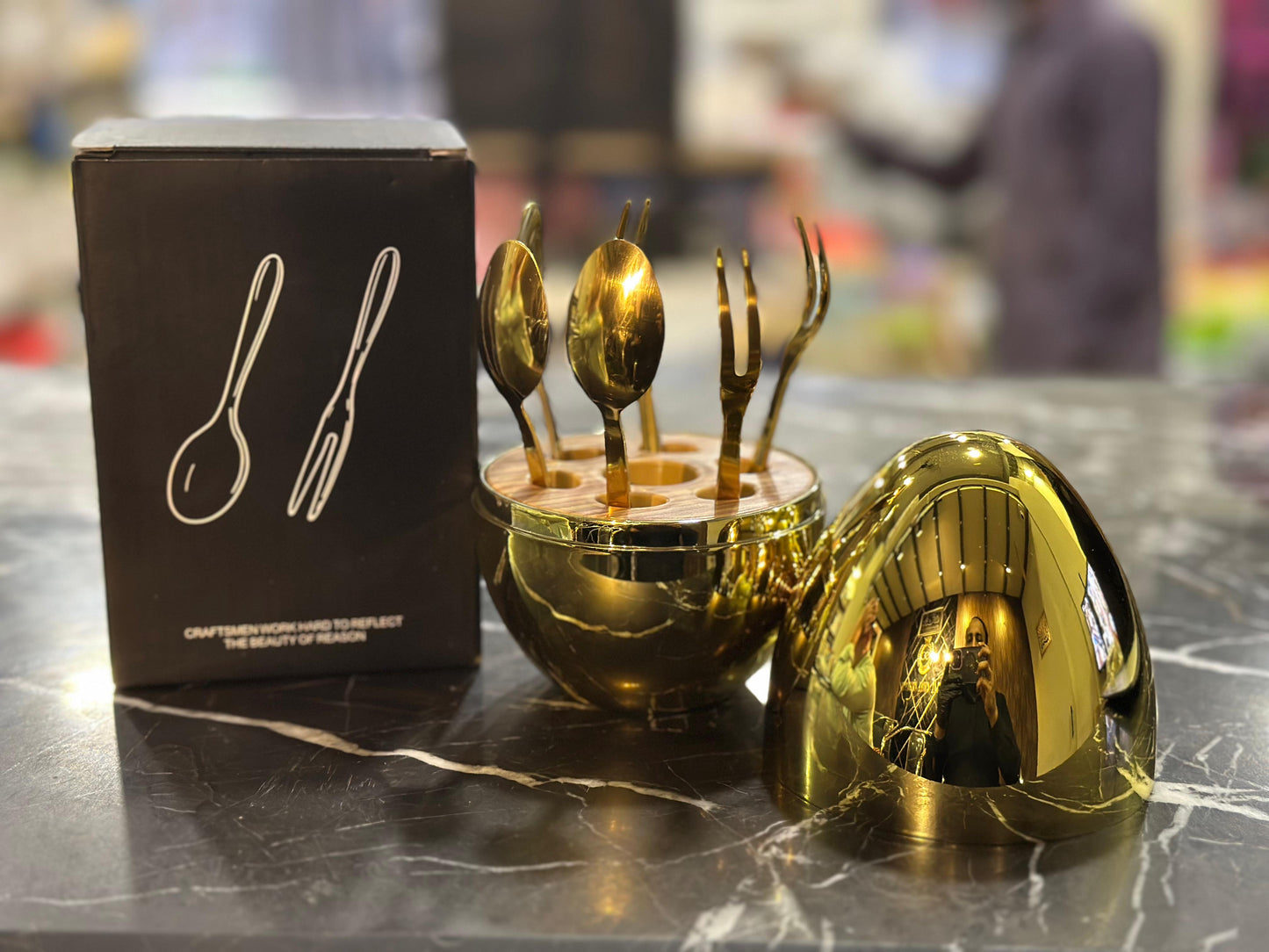 🐣 Luxury Golden Egg Cutlery Set (Pack of 6) ✨
