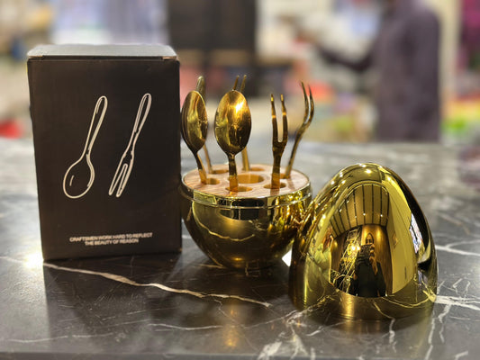🐣 Luxury Golden Egg Cutlery Set (Pack of 6) ✨