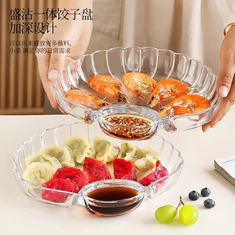 Premium Shell-Shaped Dumpling Plate with Sauce Divider