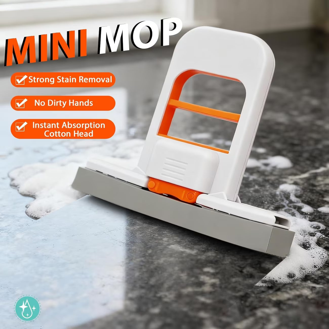 Mini Mop Sponge Mop Suitable for Kitchen Bathroom Living Room and Car Cleaning Ceramic Drill Floor Cleaning