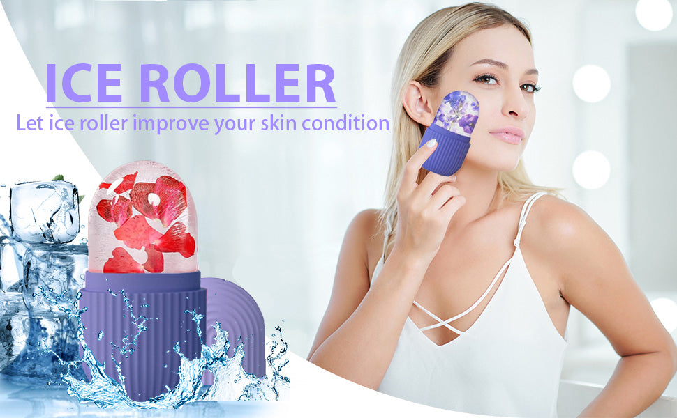 Silicone Ice Face Roller Contour and Shrink Pores,Remove Dark Circles,Massage Skin Beauty Facial Roller for Eyes,Neck,Care Tool