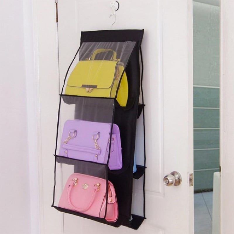 6-POCKET FOLDABLE HANGING HANDBAG ORGANIZER