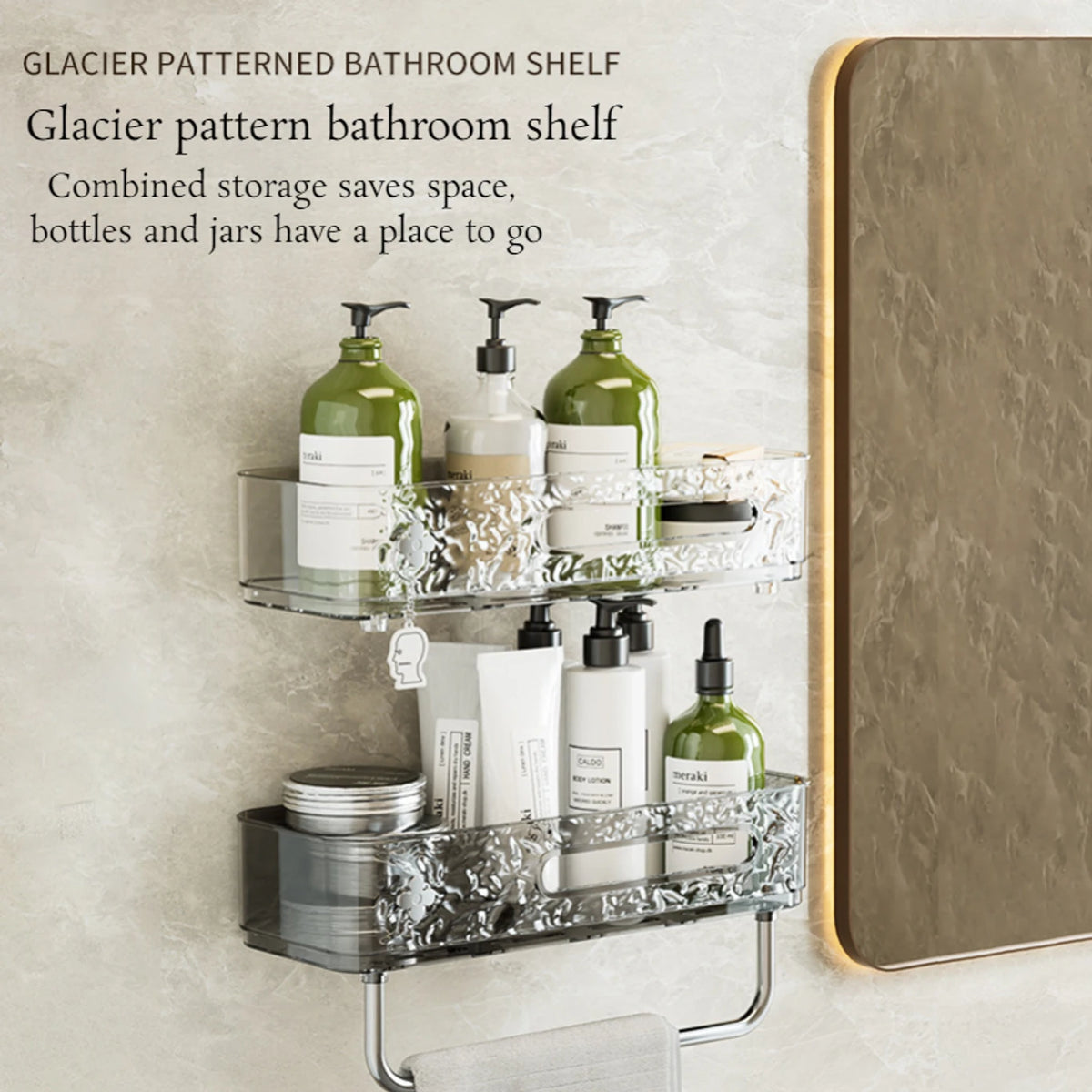 Wall Mounted Storage Rack With Towel Holder, Punch Free Storage Rack