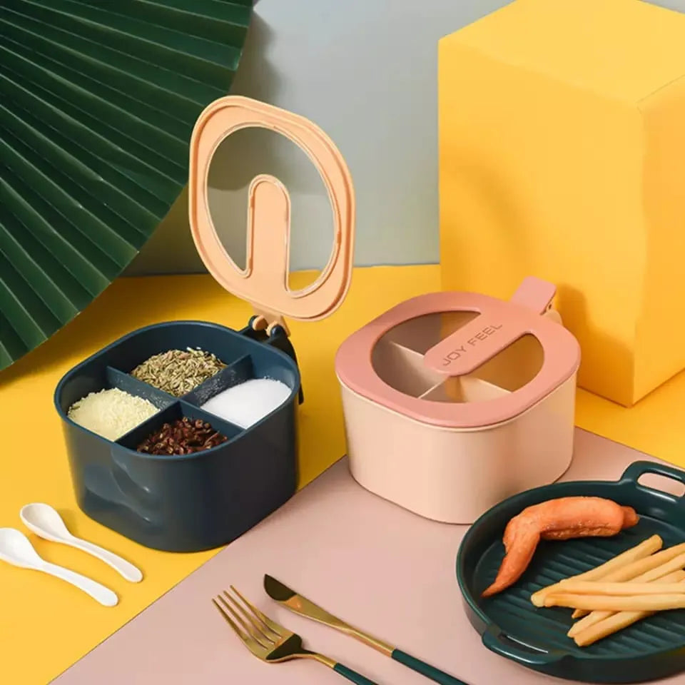 4 in 1 Condiment Jars Seasoning Box Set Spice Storage