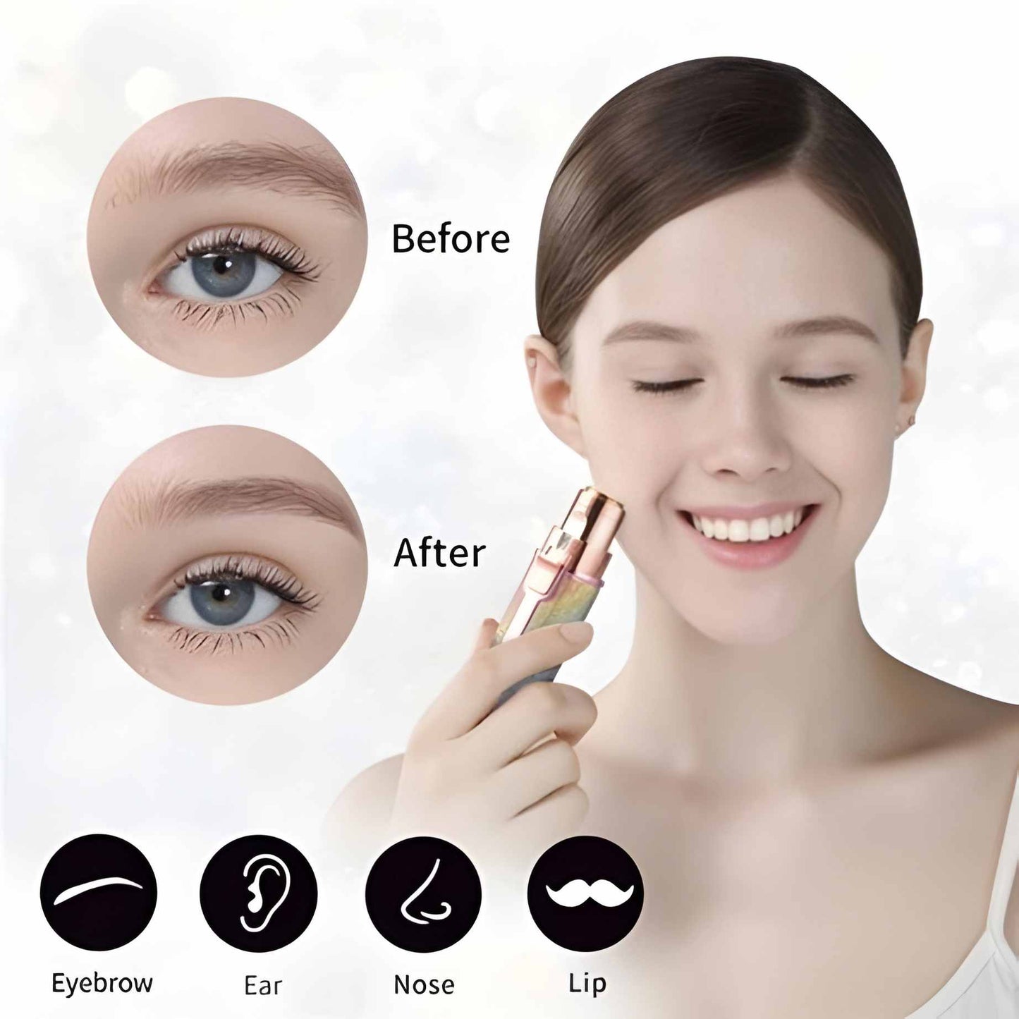 2 IN 1 Rechargeable Electric Eyebrow Trimmer & Shaver for Multiple Body Parts