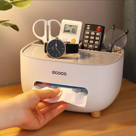 Multi-Functional Smart Tissue Holder with Mobile Stand & Stationery Storage