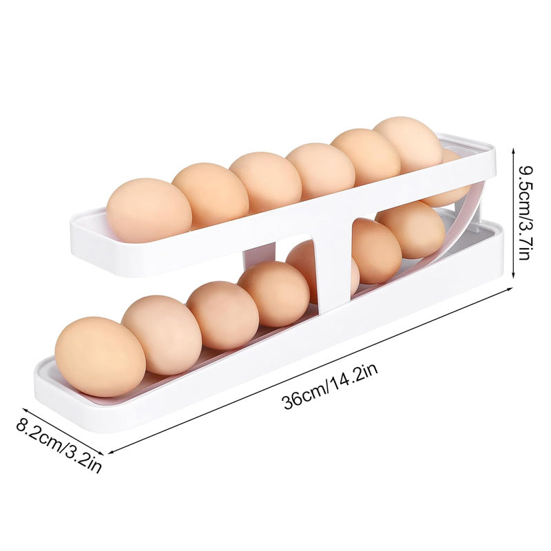2 Tier Egg Dispenser Automatically Rolling and Space Saving Egg Tray