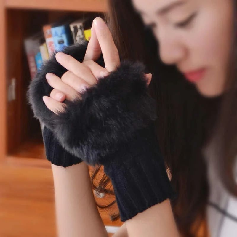 Korean Hand Fur Wool Gloves