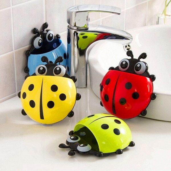 Ladybug Multipurpose Toothbrush & Toothpaste Holder, Wall-Mounted