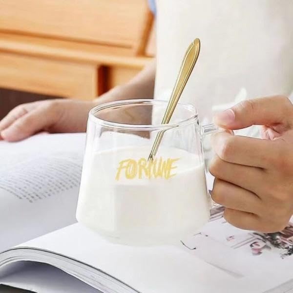 Luxury Crown Glass Mug – 300ml Clear Coffee & Tea Cup with Crown Lid and Stainless Steel Spoon