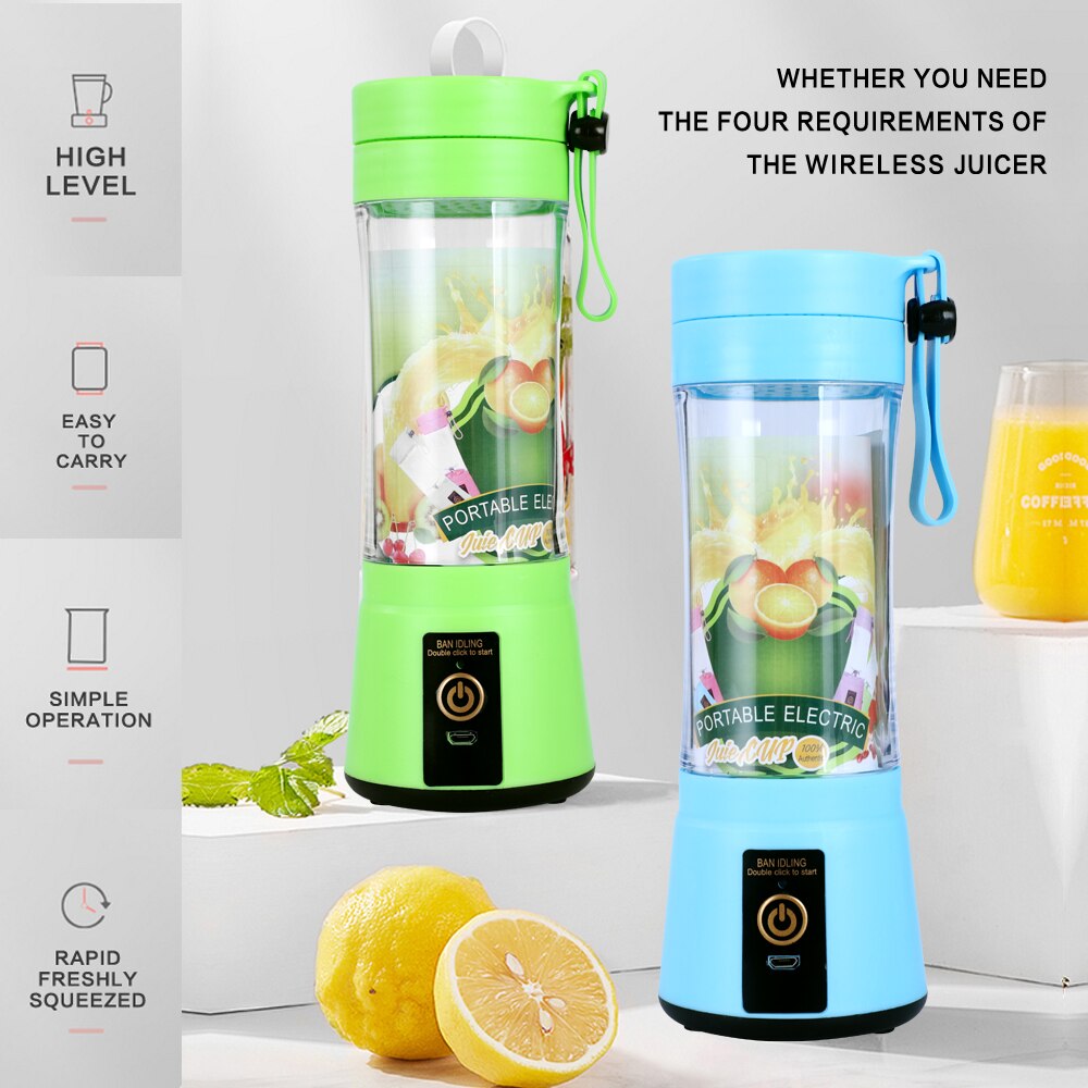 USB Rechargeable Juicer 6 Blades Electric Blender Portable Mixer