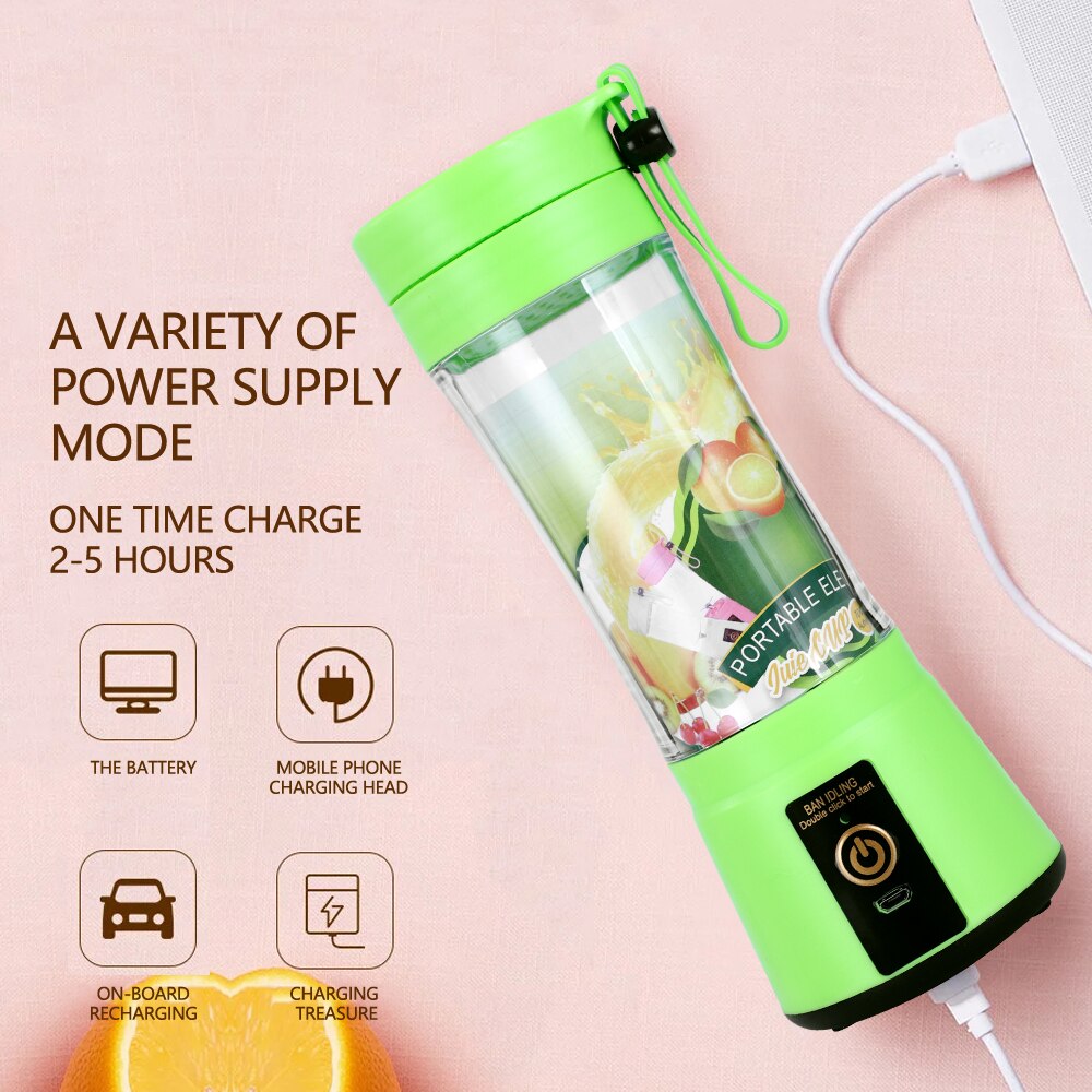 USB Rechargeable Juicer 6 Blades Electric Blender Portable Mixer