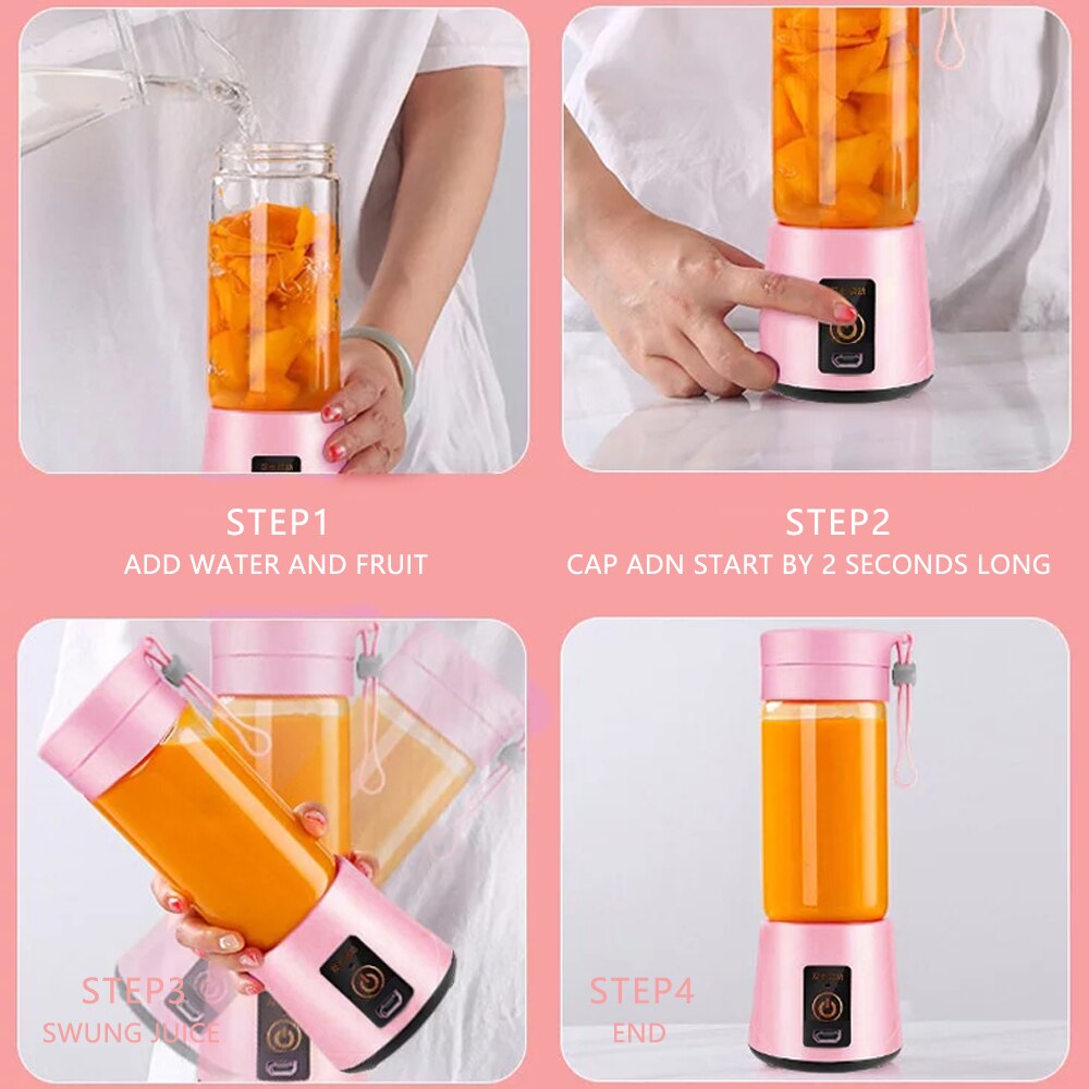 USB Rechargeable Juicer 6 Blades Electric Blender Portable Mixer
