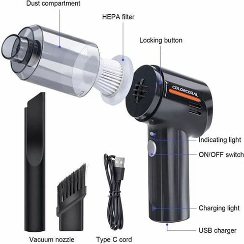 Powerful 3-in-1 Vacuum Cleaner for Car & Home – Compact, Cordless, Wet & Dry, Blower Function