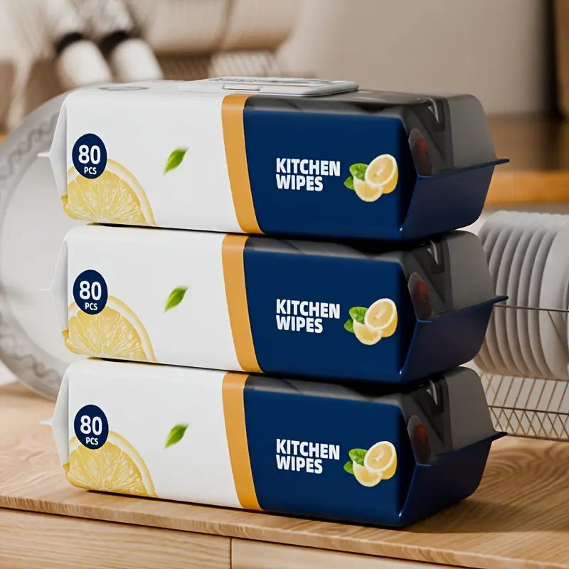 🍋 Ultra-Cleaning Kitchen Wipes: 80 Pcs Mega Saver Pack 🍋