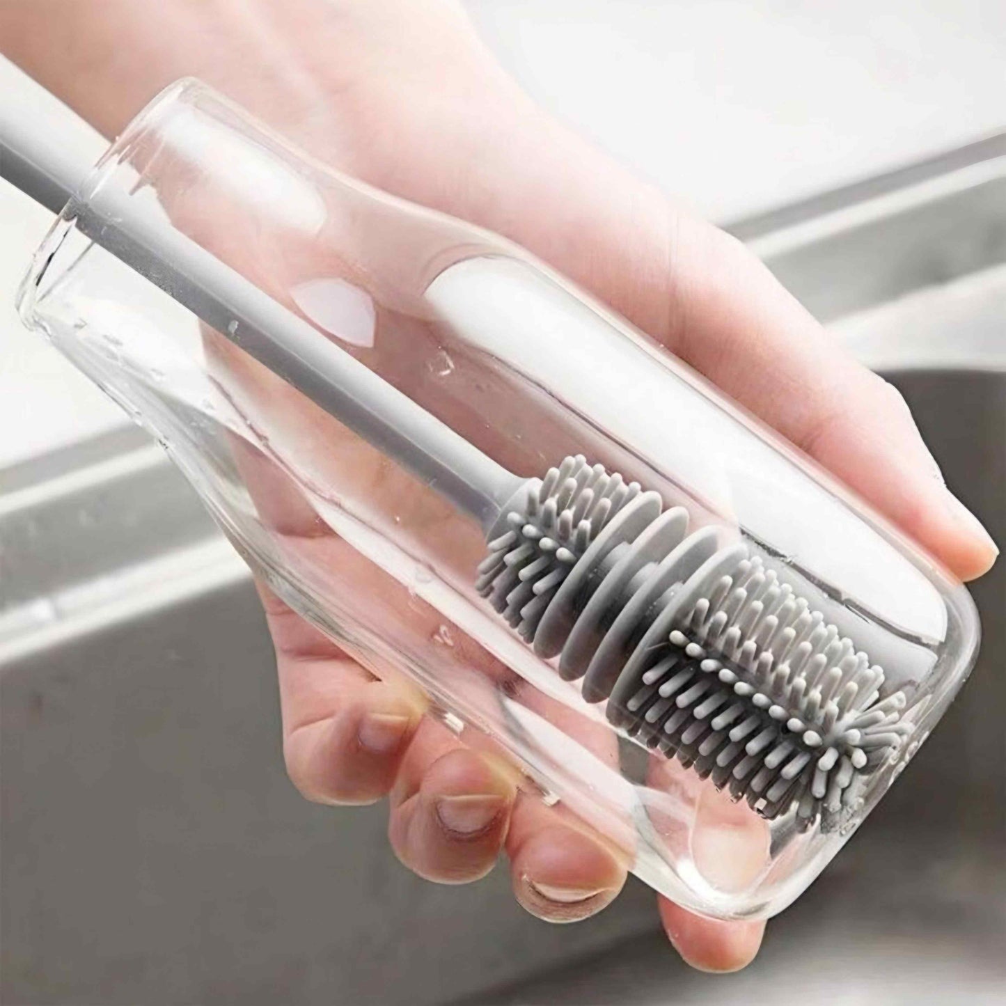 Pack of 2 Bottle Multifunctional Cleaning Brush with Long Handler