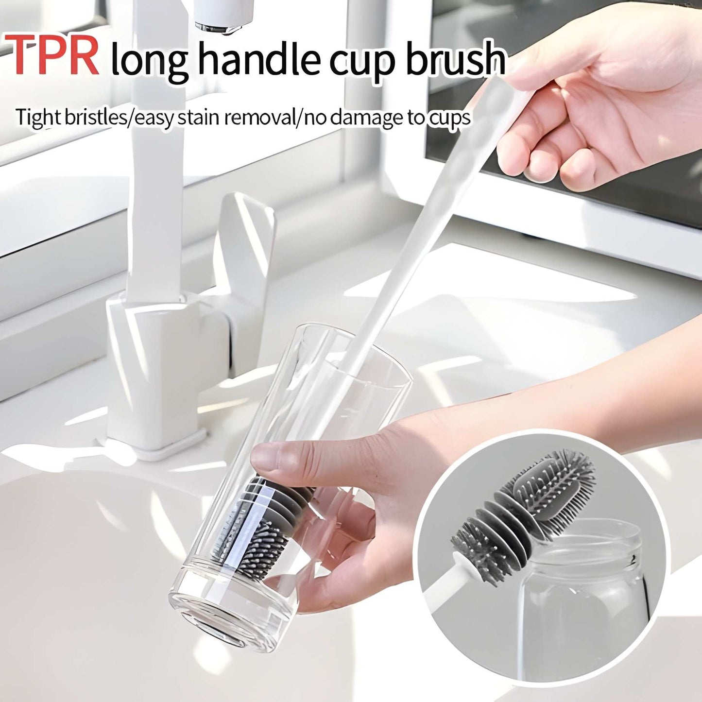 Pack of 2 Bottle Multifunctional Cleaning Brush with Long Handler