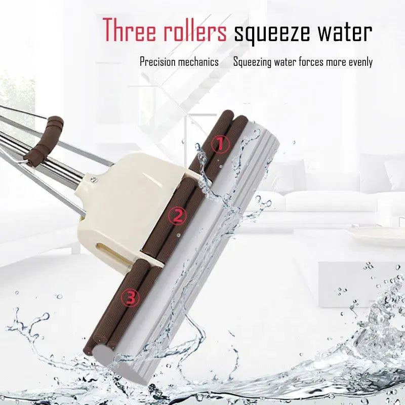 Sponge Floor Cleaning Mop & Window Cleaner with Adjustable Handle